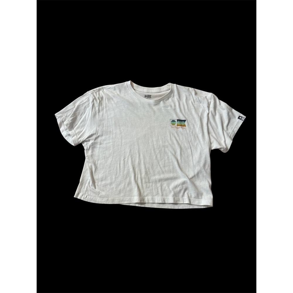 Salty Crew Womens White Short Sleeve Cropped Graphic T-Shirt Large